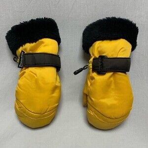 Yellow Black Mittens Kids Warm Winter Heavy Duty Ski Snow Gloves Thinsulate